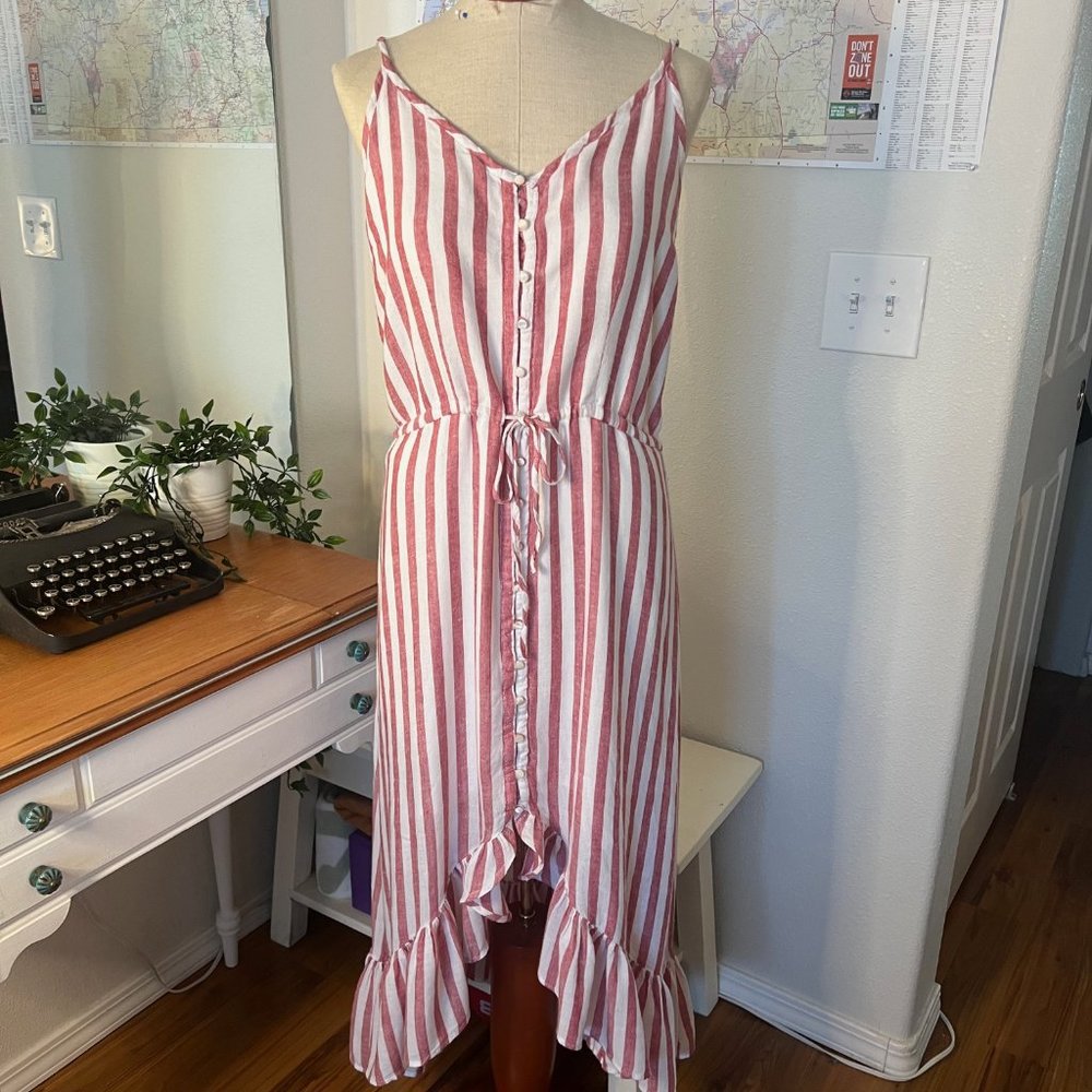 Rails Pink And White Striped Button Front Sundres… - image 2